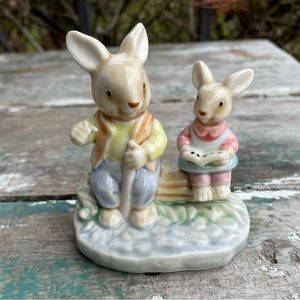 Albert Kessler Bunny Rabbits ceramic miniature figurines spring Easter decor